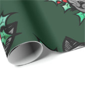 Papier Cadeau Christmas Holly Tiger Stripe Tabby Cat Xmas (Coin rond)