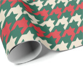 Papier Cadeau Christmas Houndstooth Green and Red Pattern (Coin rond)
