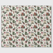 Papier Cadeau Christmas House Pattern Wrapping Paper (Plat)