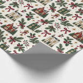 Papier Cadeau Christmas House Pattern Wrapping Paper (Coin)