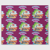 Papier Cadeau Christmas in July Tropical Santa Beach Design (Plat)