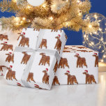 Papier Cadeau Christmas Irish Setter<br><div class="desc">Chien de canard irlandais en flocons de neige avec casquette du Père Noël.</div>