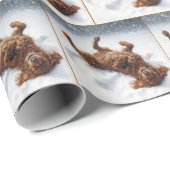 Papier Cadeau Christmas Irish Setter Making a Snow Angel (Coin rond)