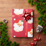 Papier Cadeau Christmas Jolly Père Noël Joyeux Amusement<br><div class="desc">Un visage de Père Noël joyeux sur un arrière - plan de Noël rouge. Amusant et enjoué de reconnaître la saison de Noël.</div>