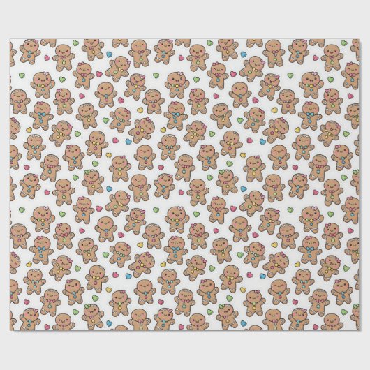 Papier Cadeau Christmas Kawaii Gingerbread Men Wrapping Paper (Plat)