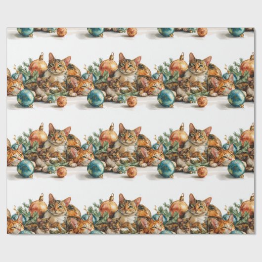 Papier Cadeau Christmas Kittens (Plat)