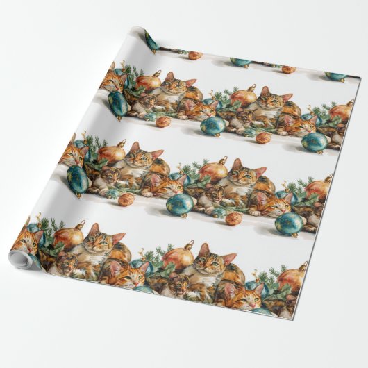 Papier Cadeau Christmas Kittens (Déroulé)