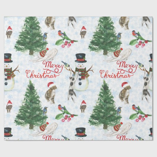 Papier Cadeau Christmas Kittens and Snowmen (Plat)