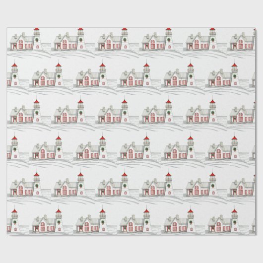 PAPIER CADEAU CHRISTMAS LIGHTHOUSE WRAPPING PAPER (Plat)