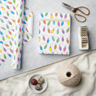 Papier Cadeau Christmas lights pattern