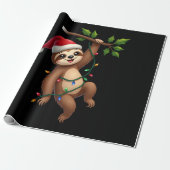 Papier Cadeau Christmas Lights Sloth Wearing Xmas Hat - Sloth Lo (Déroulé)