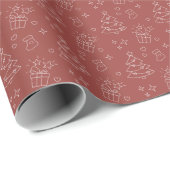 Papier Cadeau Christmas Line Art  Wrapping Paper Roll  (Coin rond)