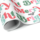 Papier Cadeau Christmas Merry And Bright Colorful Retro Holiday (Coin rond)