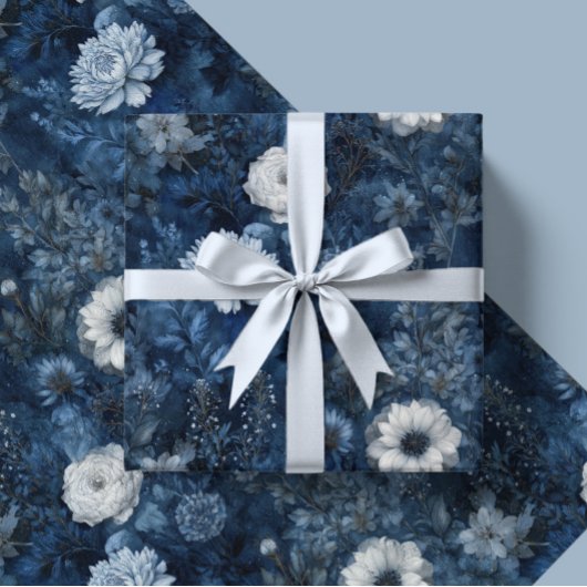 Papier Cadeau Christmas Midnight Blue and White Winter Gift