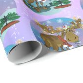Papier Cadeau Christmas Moose smaller print Wrapping Paper (Coin rond)