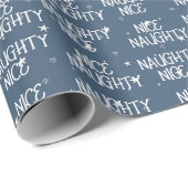 Papier Cadeau Christmas NICE NAUGHTY Texte Sur Les Étoiles (Coin rond)