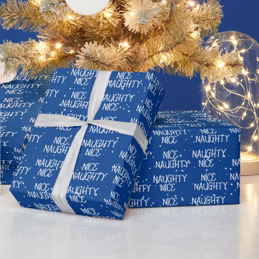 Papier Cadeau Christmas NICE NAUGHTY Texte Sur Rouge (Vacances)