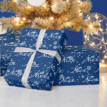 Papier Cadeau Christmas NICE Texte Dans Les Snowflakes Enveloppe<br><div class="desc">Texte blanc NICE avec des flocons de neige sur arrière - plan bleu. Le texte et la couleur peuvent être modifiés. La couleur Arrière - plan peut être modifiée.</div>