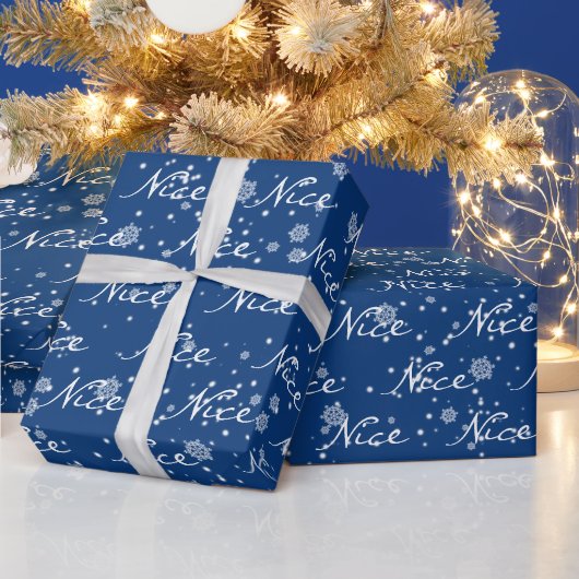 Papier Cadeau Christmas NICE Texte Dans Les Snowflakes Enveloppe (Vacances)