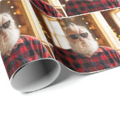 Papier Cadeau Christmas Old Man With Beard Under Sunglasses (Coin rond)