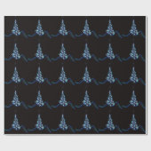 Papier Cadeau Christmas Party Blue Tree Shiny Black Elegant (Plat)