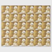 Papier Cadeau Christmas Party Golden Snowman Snowflakes Holidays (Plat)
