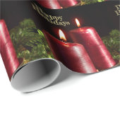 Papier Cadeau Christmas Party Red Candles Winter Holidays (Coin rond)