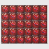 Papier Cadeau Christmas Party Red Reindeer Winter Holidays (Plat)