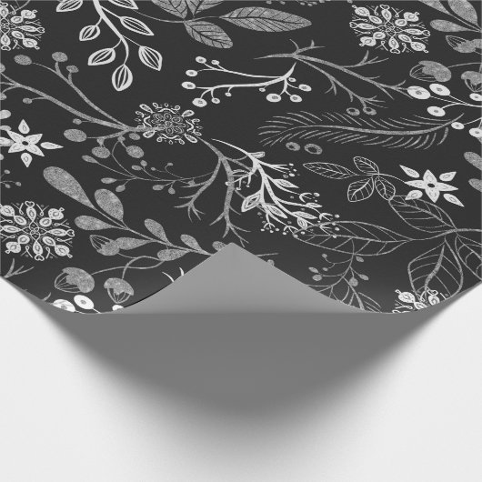 Papier Cadeau Christmas Pattern Silver White Wrapping Paper (Coin)