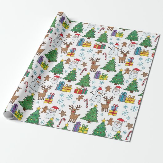 Papier Cadeau Christmas Pattern Wrapping Paper (Déroulé)