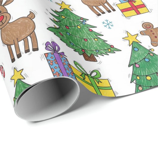 Papier Cadeau Christmas Pattern Wrapping Paper (Coin rond)