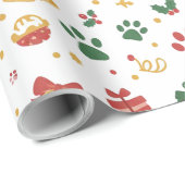 Papier Cadeau Christmas Paw Prints & Gifts Wrapping Paper (Coin rond)