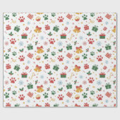Papier Cadeau Christmas Paw Prints & Gifts Wrapping Paper (Plat)