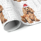 Papier Cadeau Christmas Père Noël Cocker Spaniel Holiday Chien (Coin rond)