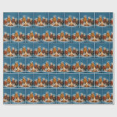 Papier Cadeau Christmas Polar Bears Around a Bonfire (Plat)