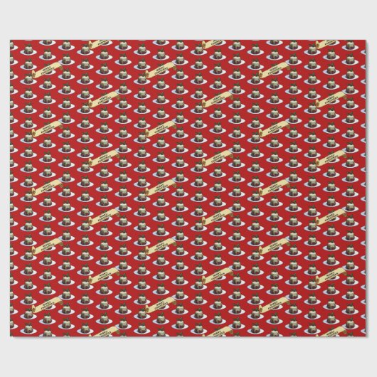 Papier Cadeau Christmas Pudding Merry Christmas! Holly Pattern (Plat)
