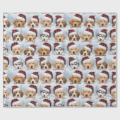 Papier Cadeau Christmas Puppy Wrapping Paper (Plat)