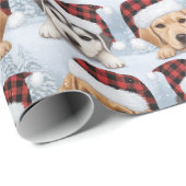 Papier Cadeau Christmas Puppy Wrapping Paper (Coin rond)