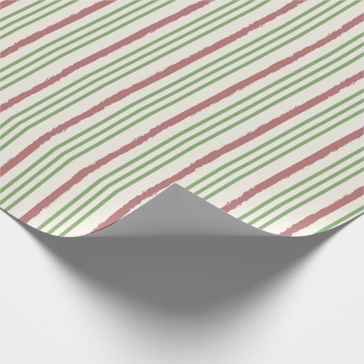 Papier Cadeau Christmas Red and Green Stripes Pattern (Coin)