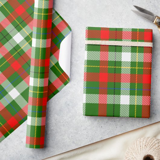 Papier Cadeau Christmas Red Green White Flannel Plaid Design 