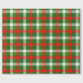 Papier Cadeau Christmas Red Green White Flannel Plaid Design  (Plat)