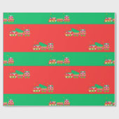 Papier Cadeau Christmas RED & GREEN With Trains. Santa (Plat)