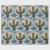 Papier Cadeau Christmas Saguaro Cactus Whimsical Decoupage (Plat)