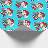Papier Cadeau Christmas Santa Dog Custom Photo Pattern (Coin)