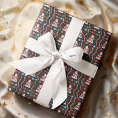 Papier Cadeau Christmas Santa's Bowling Pattern