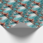 Papier Cadeau Christmas Sea Turtle With Candy Canes (Coin)