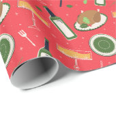 Papier Cadeau Christmas seamless pattern with retro champagne. (Coin rond)