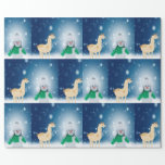 Papier Cadeau Christmas Snowman<br><div class="desc">A winterlandscape with snow,  a cute snowman and a llama</div>
