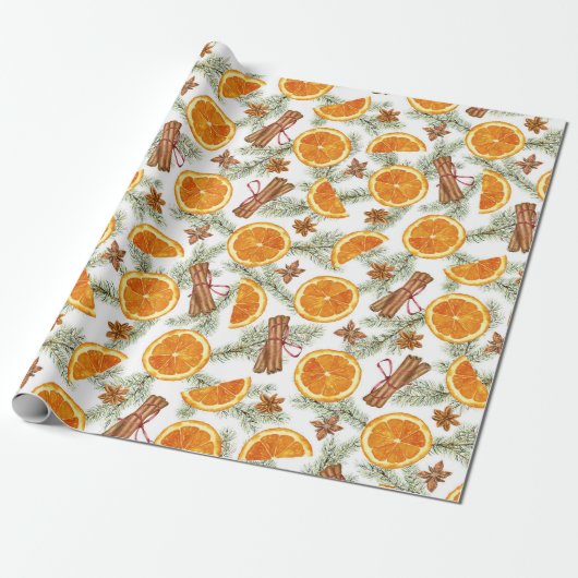 Papier Cadeau Christmas Spice and Citrus Orange Slices (Déroulé)