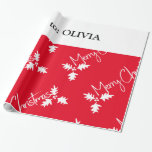 Papier Cadeau Christmas Stocking Style Modern Red Ajouter un nom<br><div class="desc">Style de stockage de Noël Rouge moderne Ajouter à ou de Nom ou de Texte,  Unique élégant Papier cadeau de Noël</div>